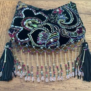 VTG Mary Frances Rhinestone Beaded EMBROIDERED Evening Bag with Tassels- VIDEO